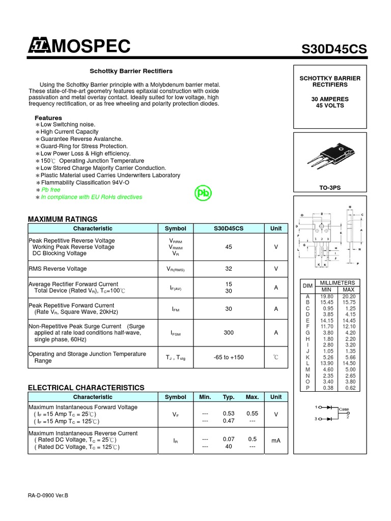S30D45CS | PDF | Rectifier | Diode