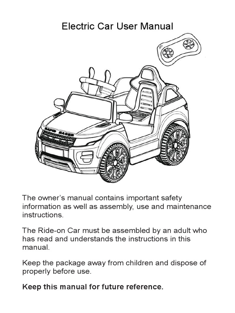 Electric Car User Manual Keep This Manual For Future Reference