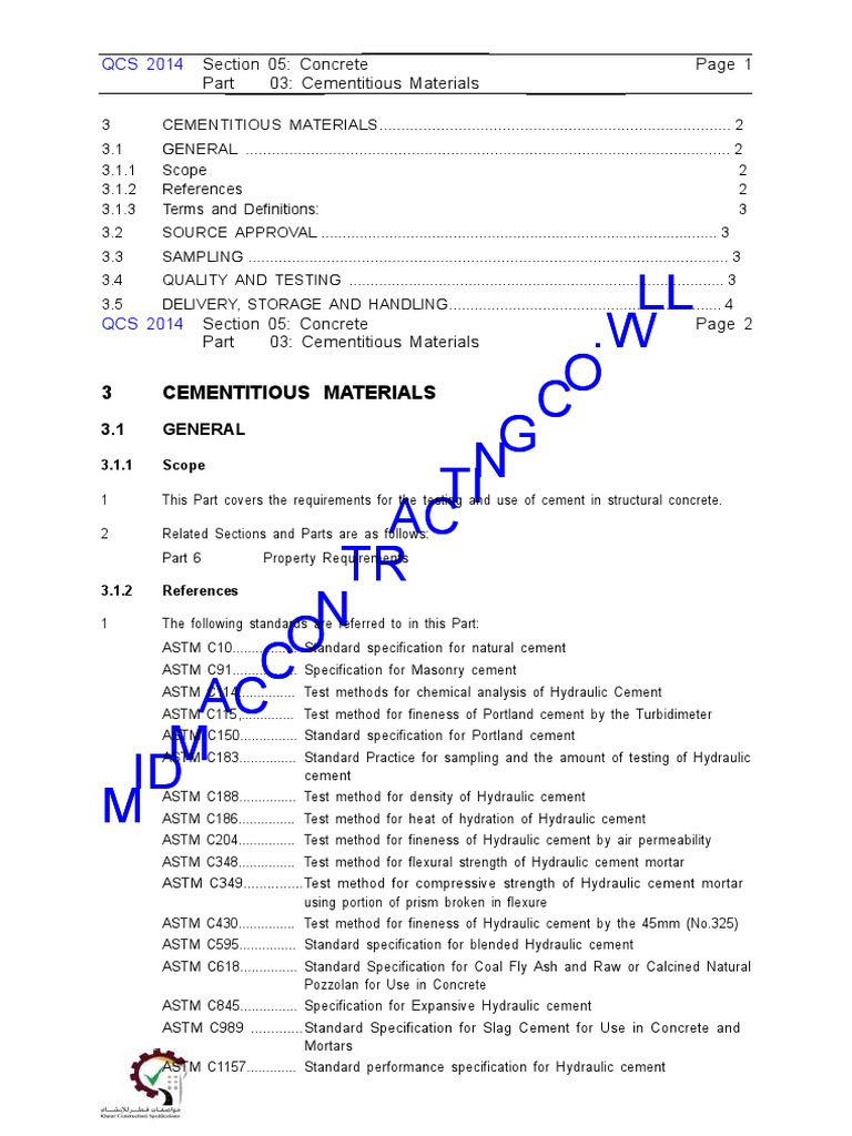 Cementitious Materials Guide | PDF | Cement | Concrete