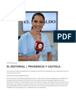 El Editorial - Prudencia y Cautela