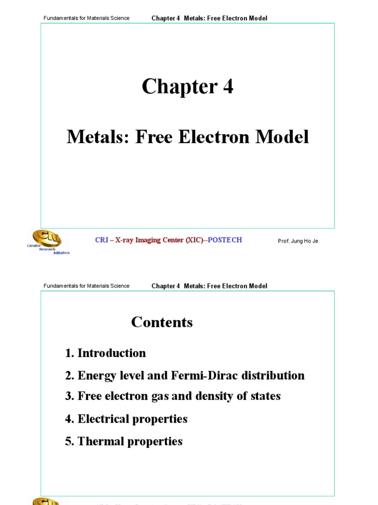 Chapter 4 Metals: Free Electron Model | Download Free PDF | Energy ...