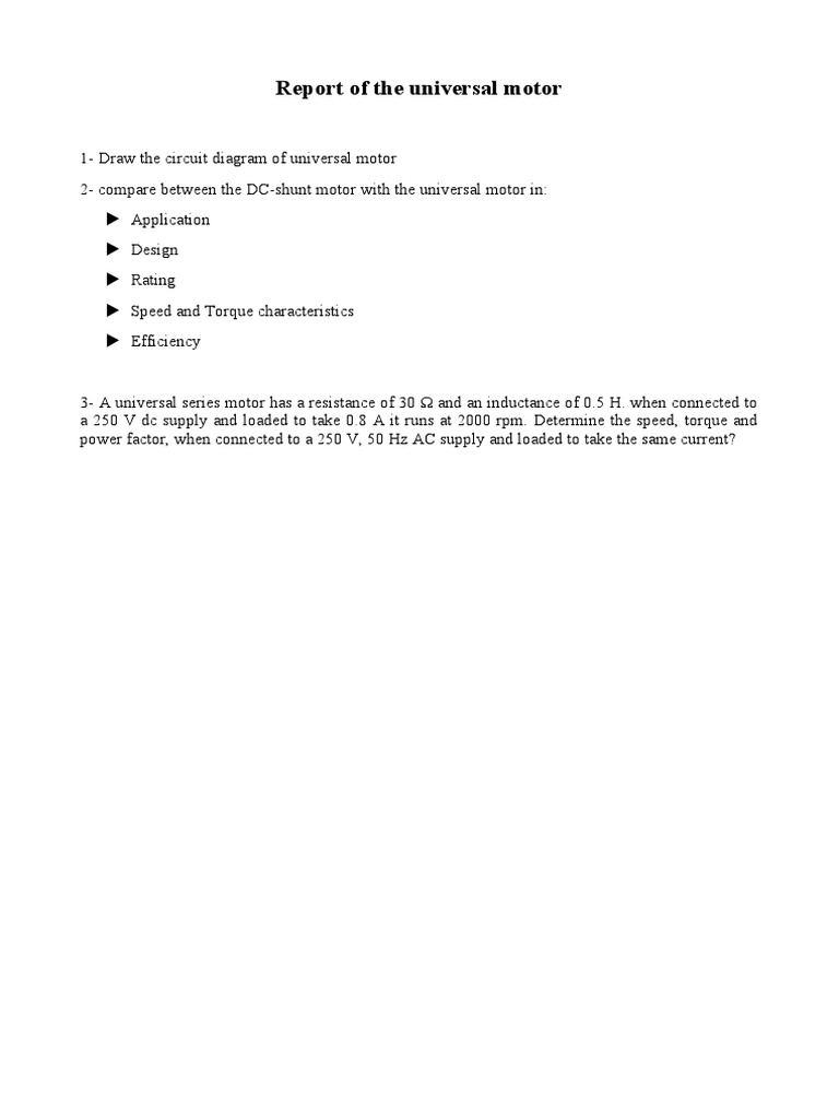 Universal Motor Circuit and Analysis | PDF