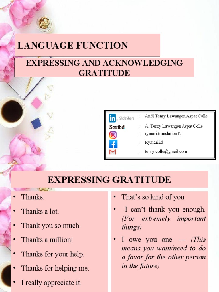 Expressing and Acknowledging Gratitude | PDF | Self-Improvement