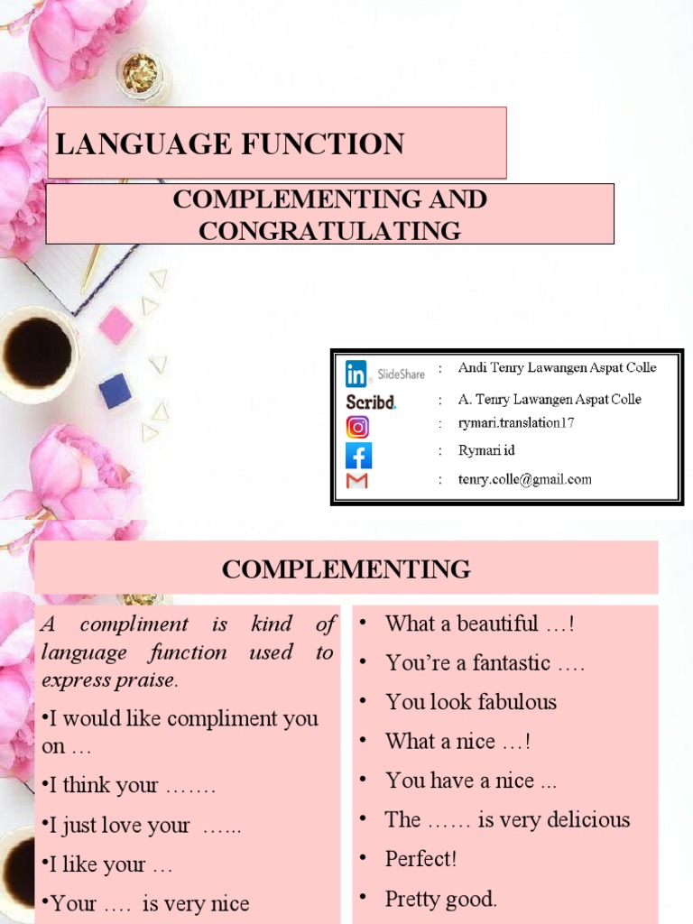 Language Function: Complementing and Congratulating | PDF