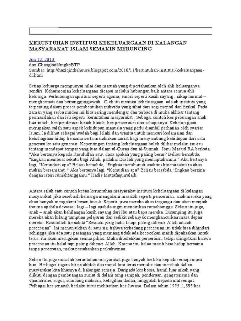 Keruntuhan Institusi Kekeluargaan Pdf
