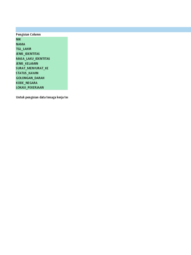 Template Tenaga Kerja | PDF