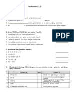 CL 1 - U-1 Worksheet 2 - How A Computer Works