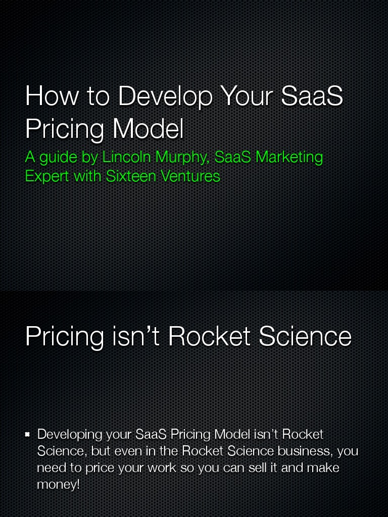 How To Develop Your Saas Pricing Model: A Guide by Lincoln Murphy, Saas ...