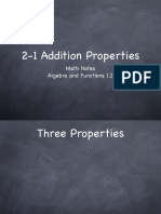 2-1 Addition Properties: Math Notes Algebra and Functions 1.2