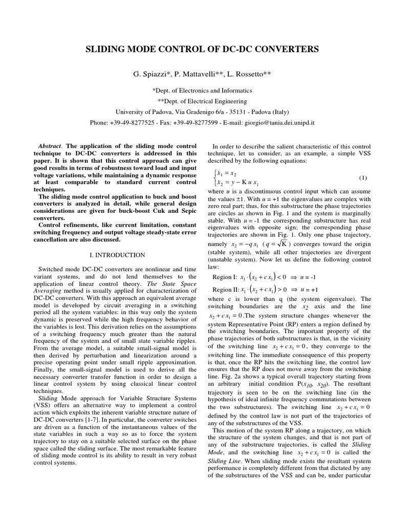 Sliding Mode Control for DC-DC Converters | PDF | Teaching Mathematics ...