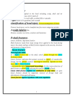 Head Injury: Classification of Head Injury A-Scalp Injuries B-Skull Fractures