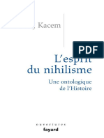 Mehdi Belhaj Kacem Lesprit Du Nihilisme Une Ontologique de Lhistoire PDF
