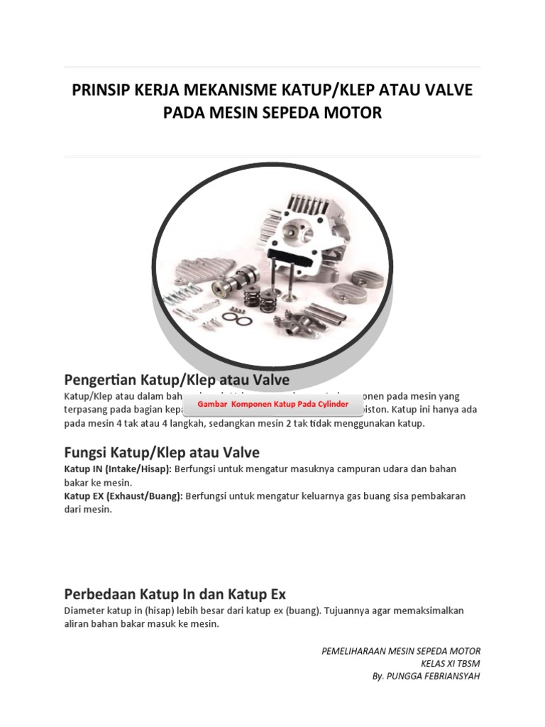BAB 1 Prinsip Kerja Mekanisme Katup Kls XI TBSM | PDF