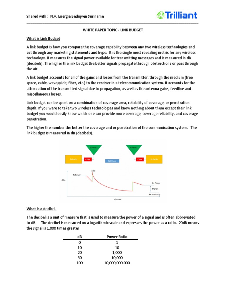 Understanding Link Budget in Wireless Tech | PDF | Decibel ...
