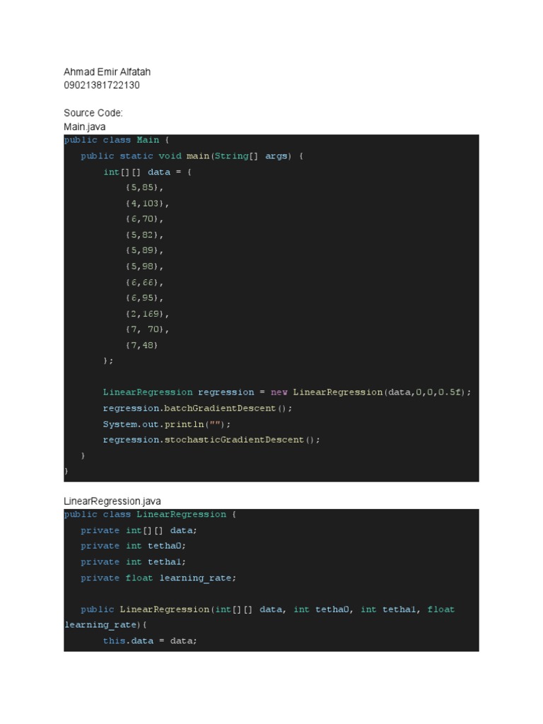 Java Linear Regression Implementation | PDF | Computer Programming ...
