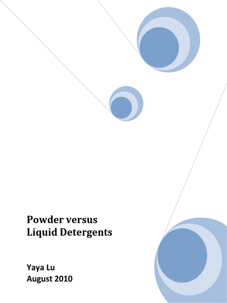 Powder Versus Liquid Detergents Yaya Lu PDF Washing Machine Laundry