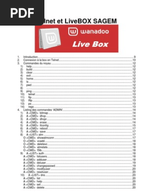 Commande Telnet Pour Livebox Protocoles Internet Transmission Des Donnees