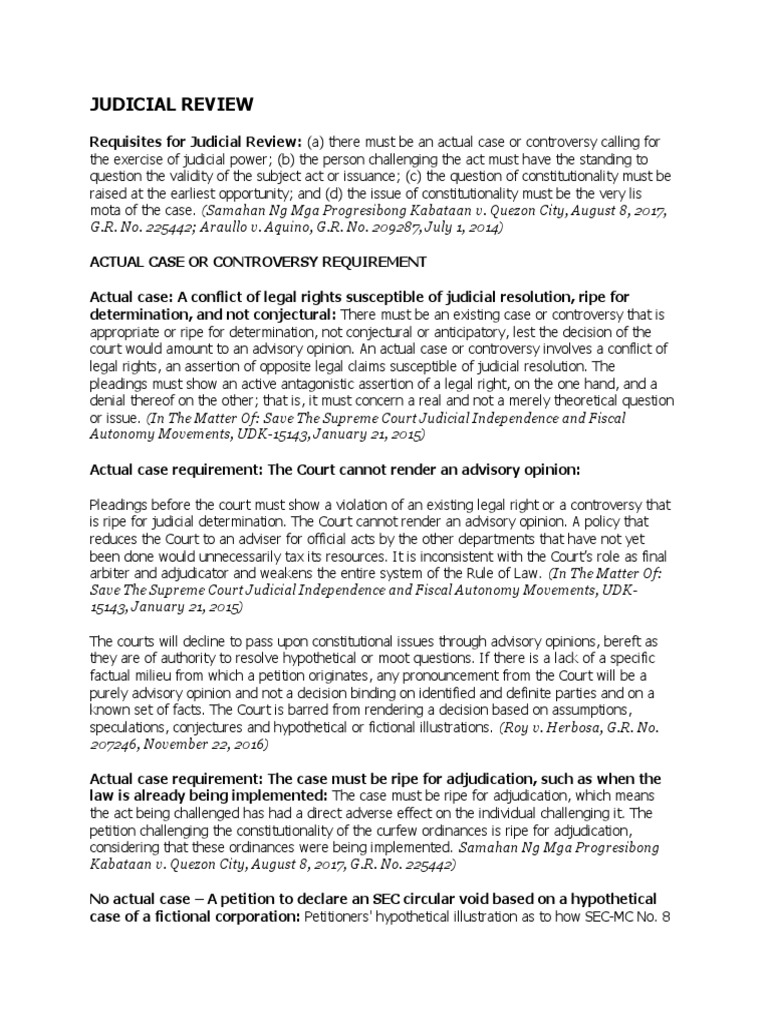 Requisites for Judicial Review An InDepth Analysis of the Actual Case