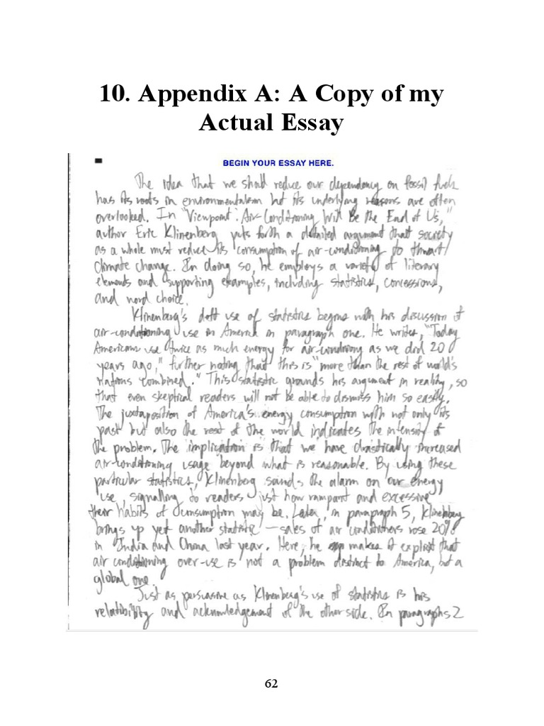 Appendix A: A Copy of My Actual Essay | PDF | Career & Growth