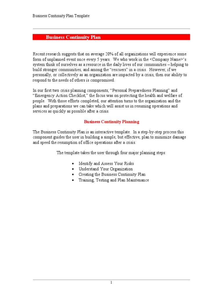 Business Continuity Plan Template Guide | PDF | Emergency Management ...