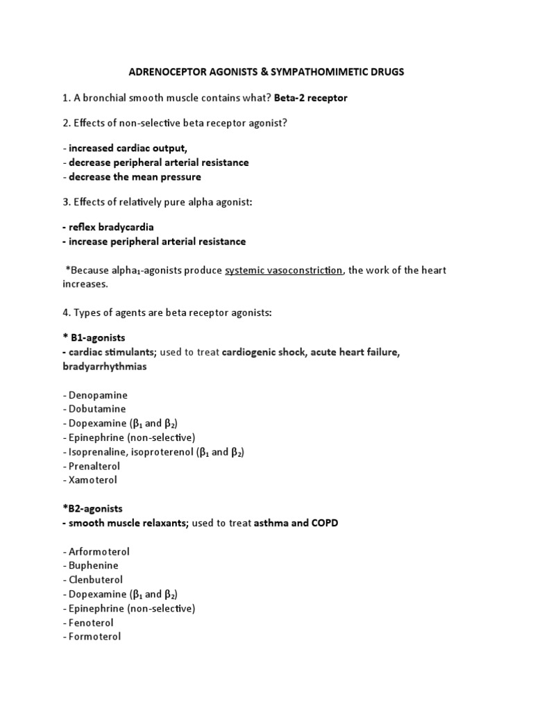 Adrenoceptor Agonists Overview | PDF | Norepinephrine | Heart