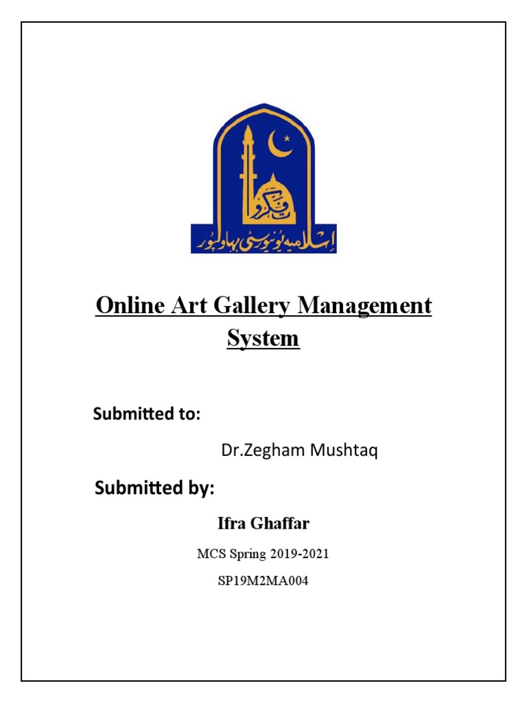Online Art Gallery Management System Submitted by PDF Art Museum Information Technology