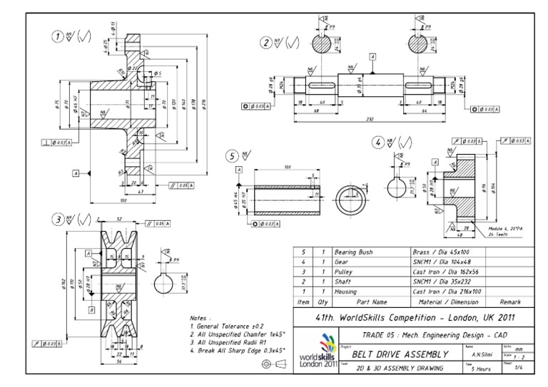 Work Drawing Belt Drive Assembly | PDF
