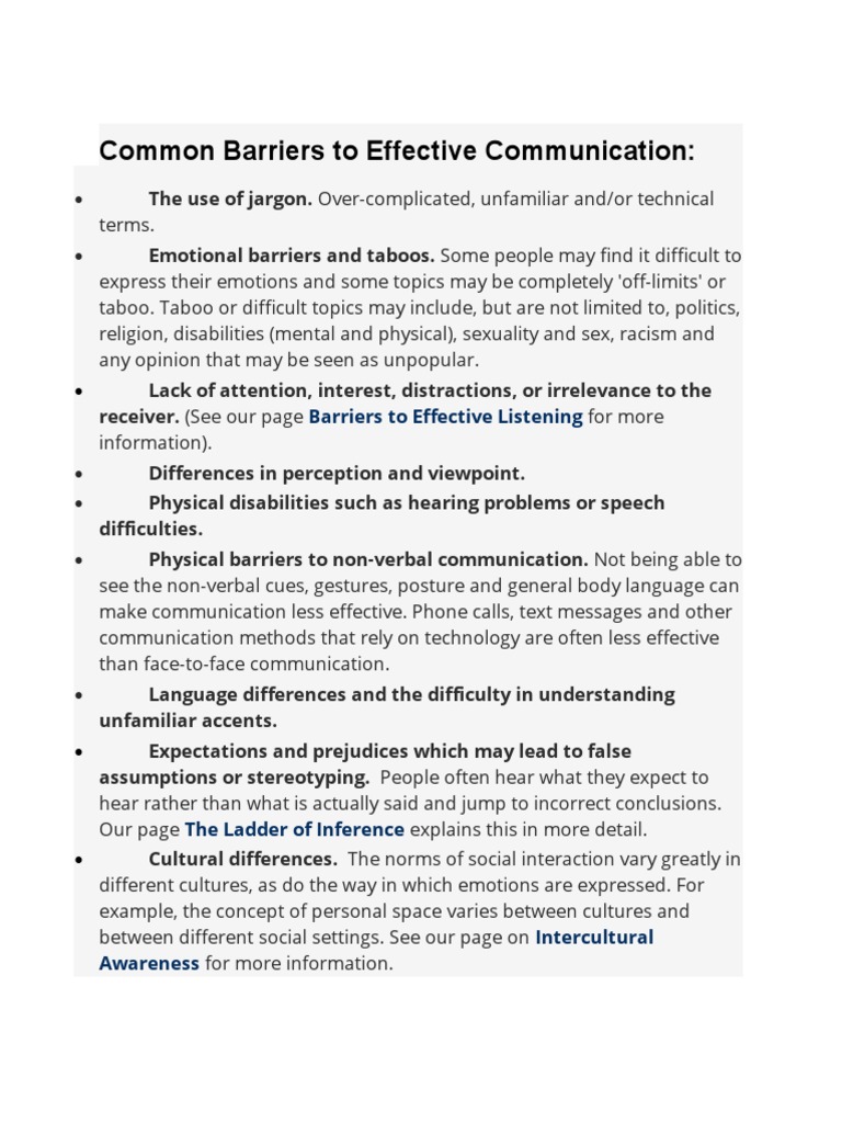 Barriers to Effective Communication | PDF | Wellness