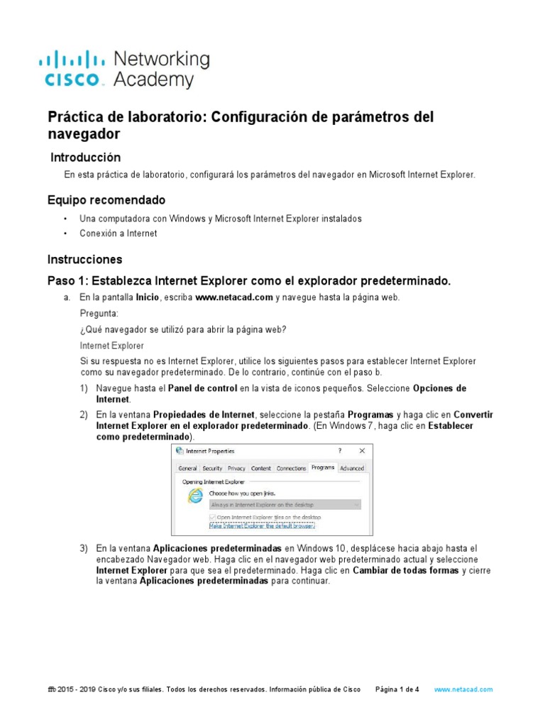 Lab 11.2.3.5 Configure Browser Settings