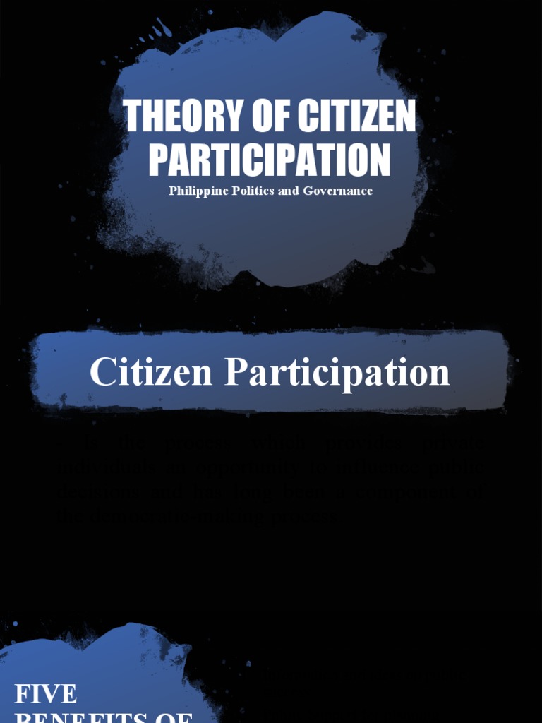 Theory Of Citizen Participation Philippine Politics And Governance