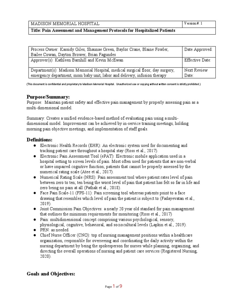 Nursing Pain Policy | PDF | Pain Management | Pain