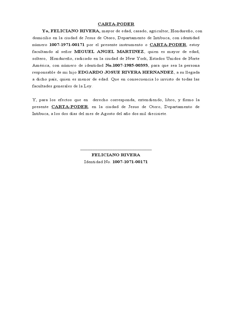 Carta poder de menor pdf