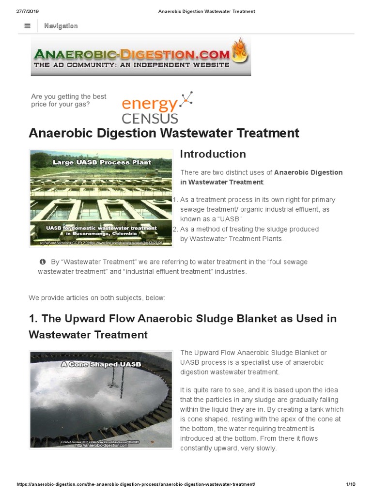 Anaerobic Digestion Wastewater Treatment PDF Sewage Treatment