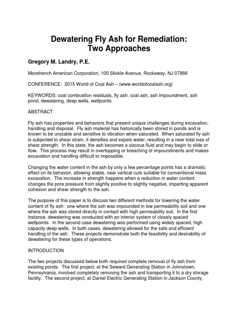 Dewatering Methods for Fly Ash Remediation | PDF | Aquifer | Fly Ash