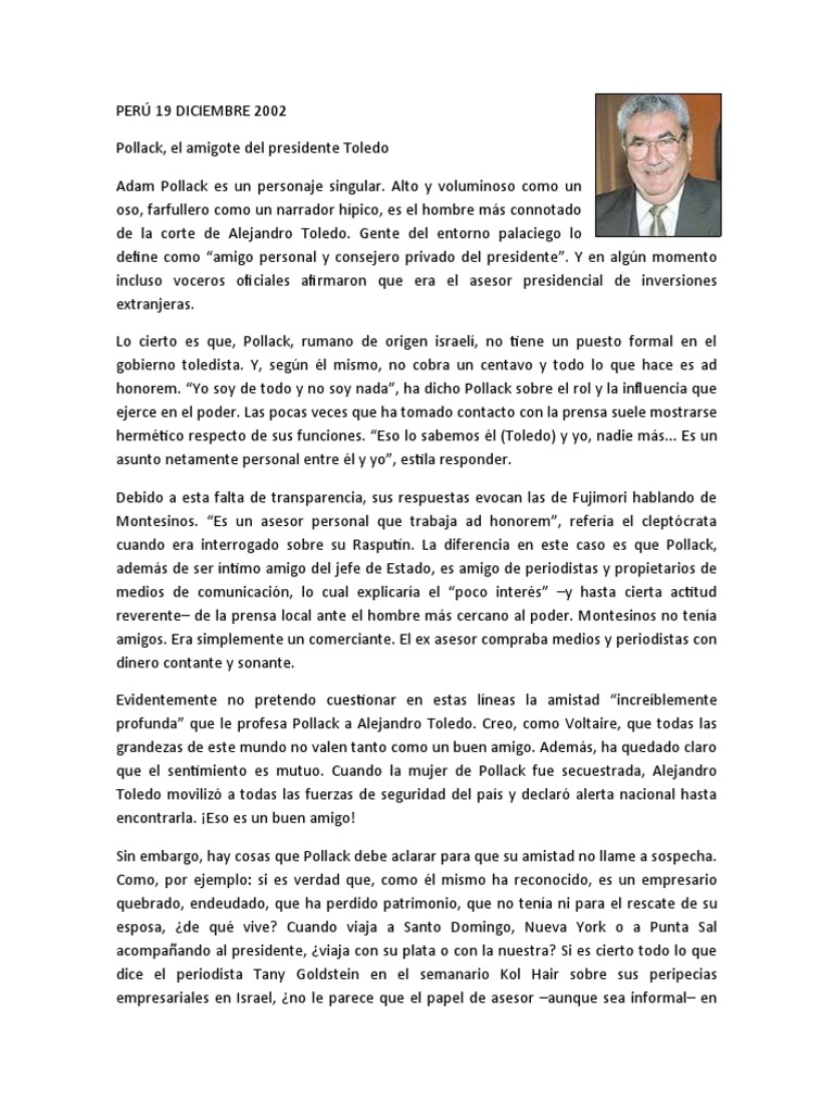 Adam Pollack: Amigo y Consejero de Toledo | PDF
