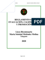 Reglamento de Evaluación Calificación y Promoción LBT 2020