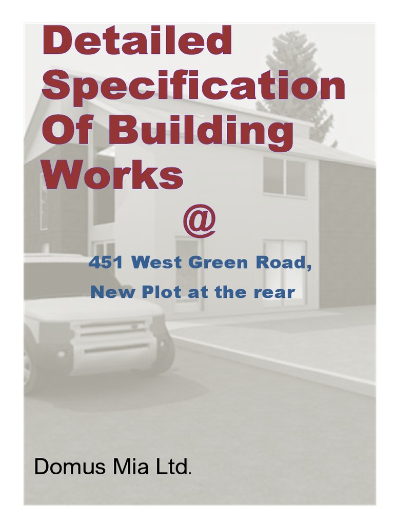 Specification For Building-Works-New Build West Green Road | PDF ...