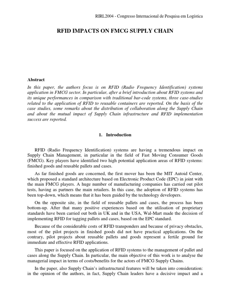 Rfid Impacts On FMCG Supply Chain RIRL2004 Congresso Internacional