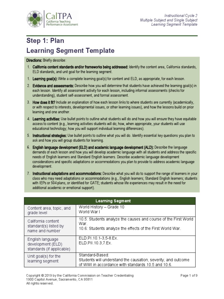 Caltpa Cycle 2 - Learning Segment | PDF | Educational Assessment ...