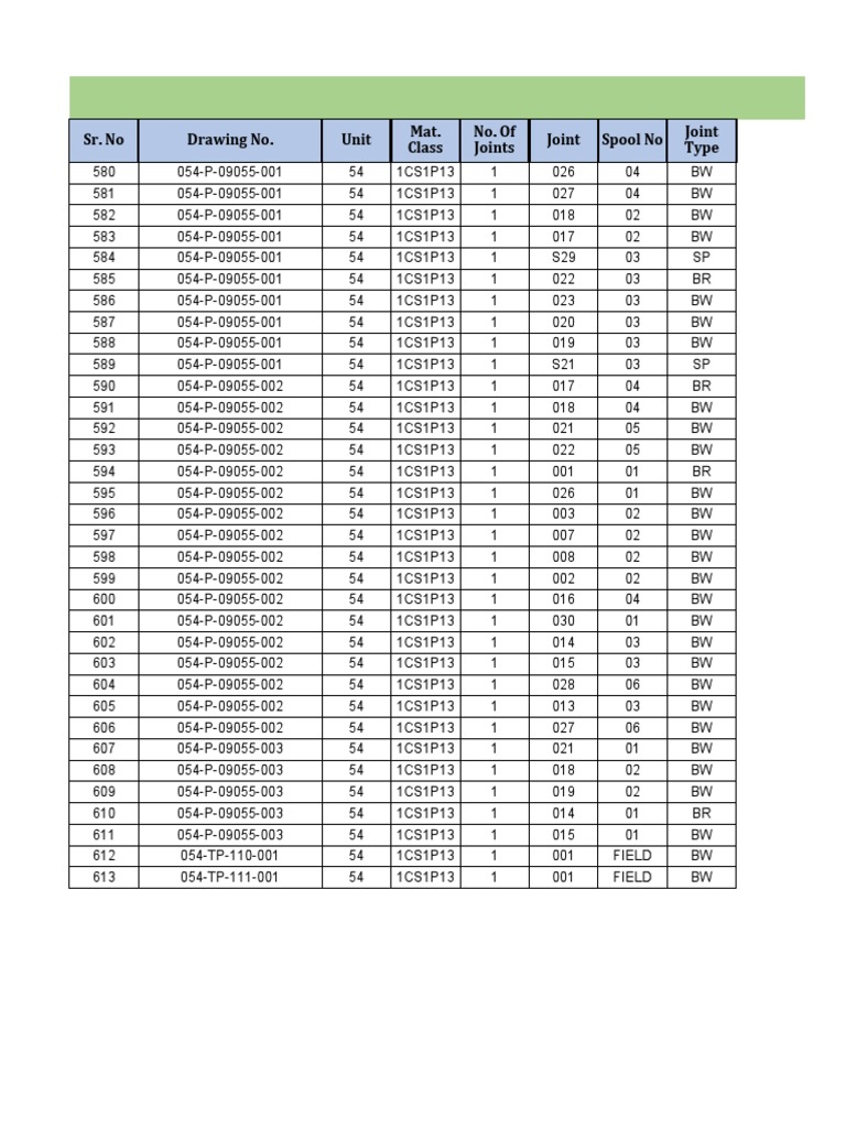 EGE Coating Log for Joint Spools | PDF