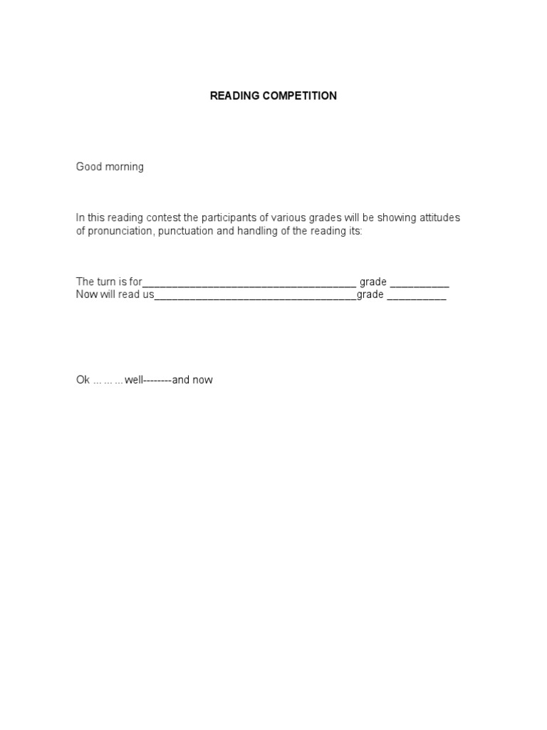 Reading Competition Event Program | PDF