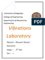 Vibrations Laboratory: Name:-Rasool Naser Kareem