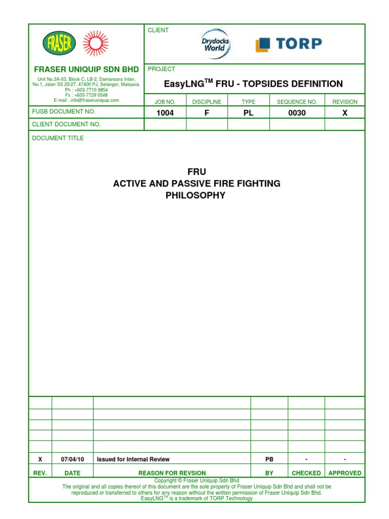 1004-F-PL-0030-X FRU Active and Passive Fire Protection Philosophy ...