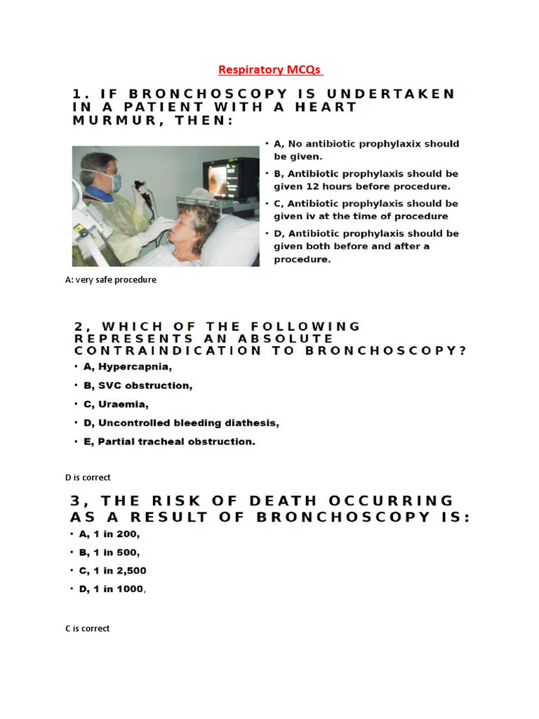Respiratory MCQS: A: Very Safe Procedure | PDF