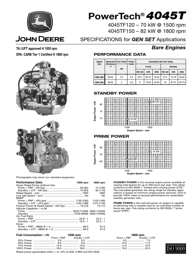 John Deere 4045 88KW PDF PDF Engines Vehicles