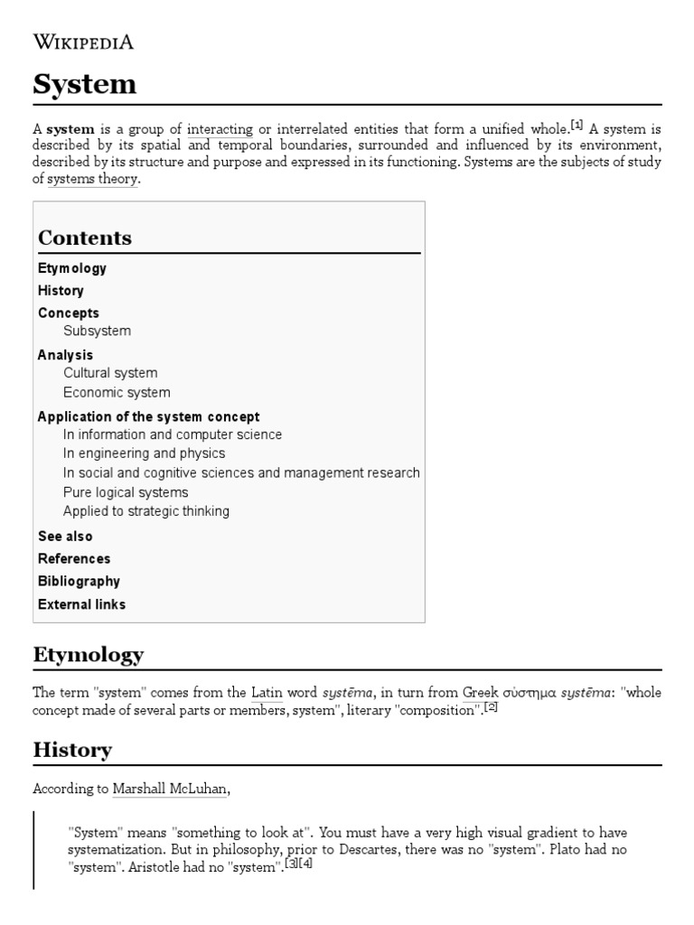 System Etymology History Concepts Analysis PDF System Science