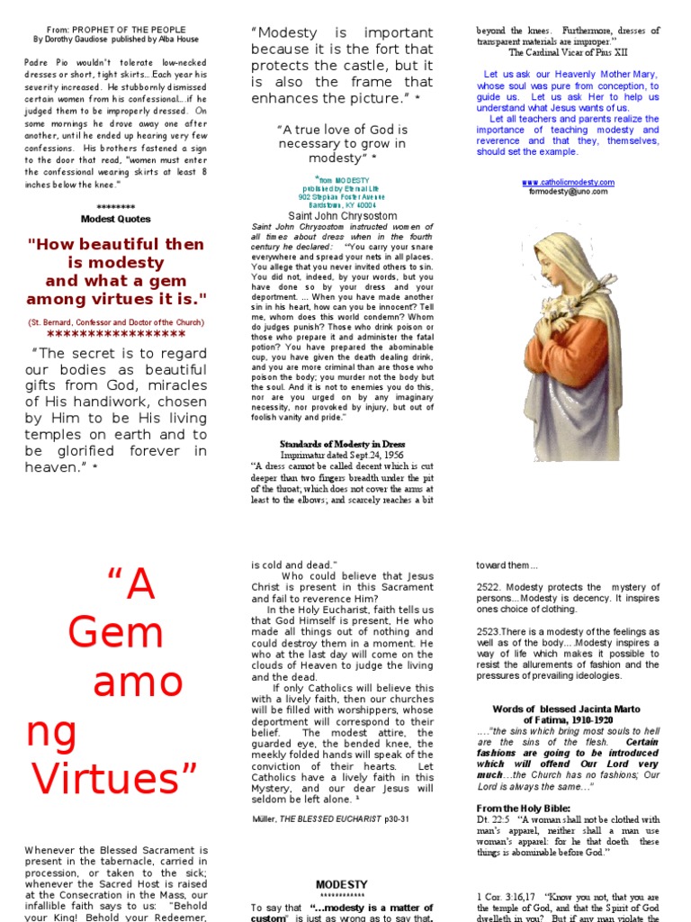 Gem Among Virtues Pamphlet | PDF | Modesty | Eucharist