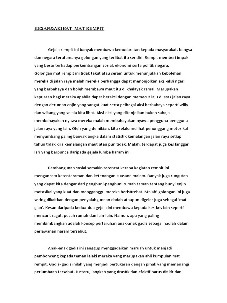 Kesan Mat Rempit Pdf