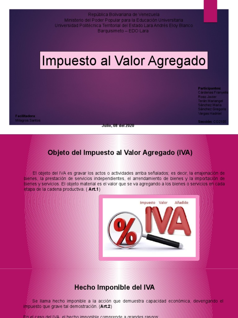 Aspectos Clave del IVA en Venezuela | PDF | Impuestos | Impuesto al ...