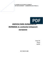 Dezvoltarea Durabila in Romania in Contextul Integrarii Europene